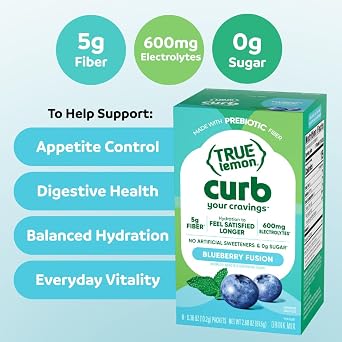 True Lemon Curb Blueberry Prebiotic Fiber Drink Mix Packets, 8 ct