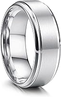 Jstyle 8MM Stainless Steel Wedding Bands for Men Women - Comfort Fit Matte Rings, Scratch-Resistant Silver Black Gold Sizes 6-14