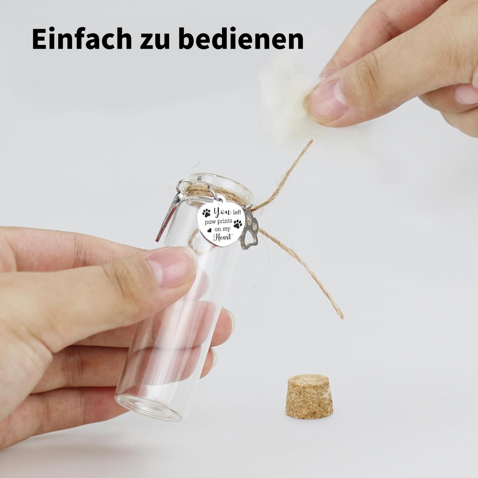 3 Stück Glas für Tierhaare, Aufbewahrung Hundehaare, Erinnerung Hund & Katze, Erinnerungsglas für Tierhaar Medaillon Zum Befüllen, Haustier urne, Tierhaar Erinnerung