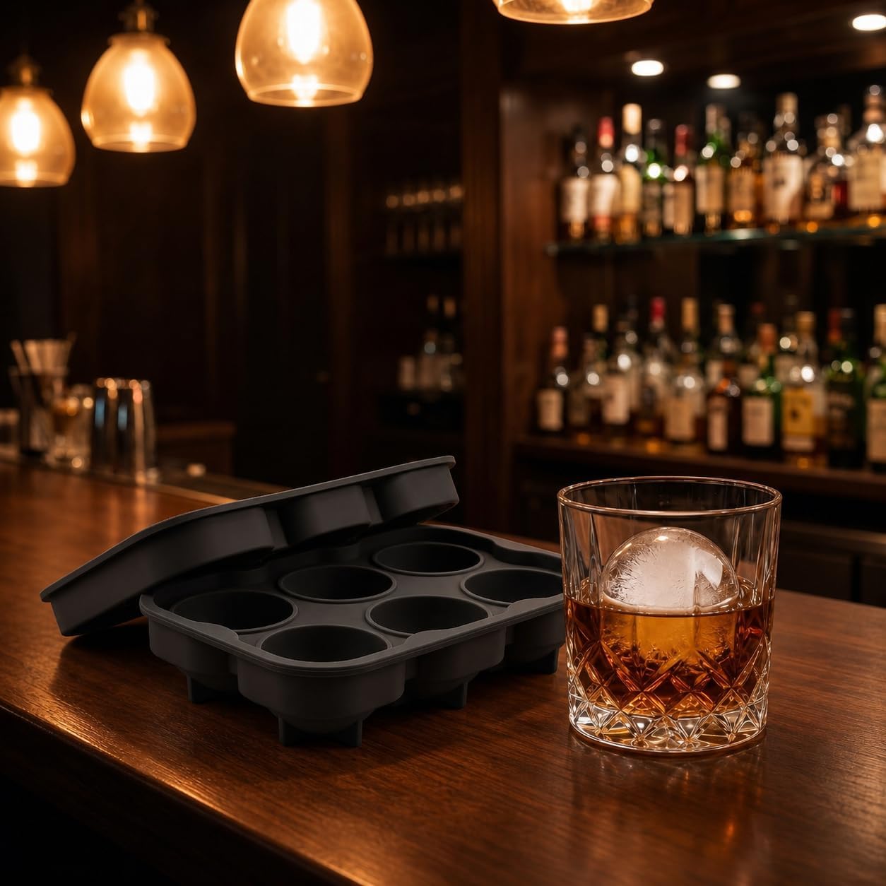 Round Ice Ball Mold, 2-Pack 1.75 Inch (1¾") Sphere Silicone Ice Cube Trays for Whiskey, Slow-Melting BPA-Free Easy-Release Ice Ball Maker for Bourbon, Scotch, Cocktails & Old Fashioned