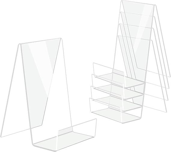 DesignSter 5PCS Clear Acrylic Book Stand, Transparent Acrylic Bookshelf