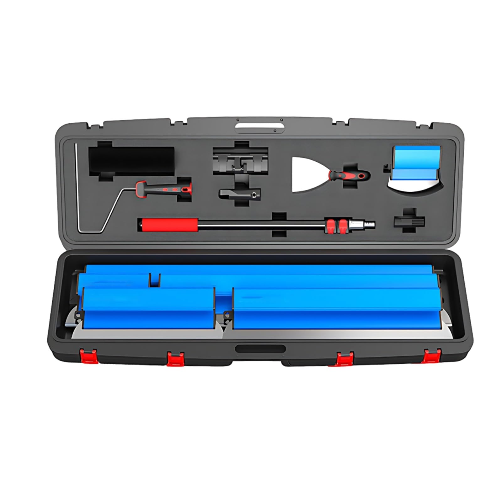 Attrezzi Rasatura Pareti, 6 Lame Inox, Manico Telescopico, Valigia Portatile per Applicazione Stucco, Giunture, Riparazione Superficie, Finitura Veloce Cartongesso(Blue)