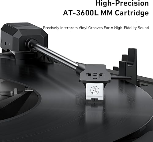 Miniatura 2 de Tocadiscos automático vertical Bluetooth, tocadiscos MYKESONIC de vinilo con transmisión por correa, cartucho magnético AT-3600L, entrada y salida