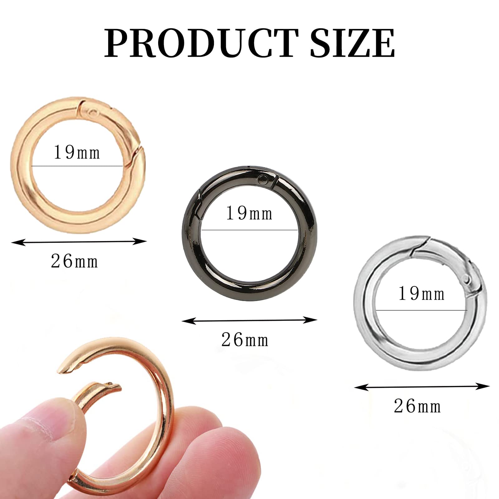 26mm Scatto Molla Rotonda, Moschettoni Piccoli Clip Scatto Molla Rotonda 6 Pezzi Anello Portachiavi, Moschettoni per Borse, Anelli Aperti, Moschettoni a Innesco Gancio Fibbia Portachiavi-O