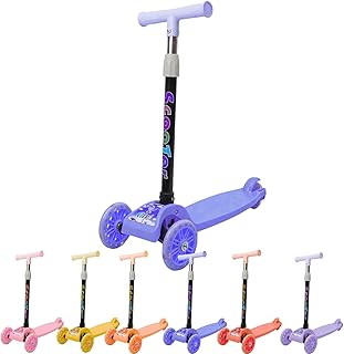 سكوتر تزلج من كوفار مع عجلات اضاءة ثلاثية، ارتفاع قابل للطي والتعديل للاطفال والكبار - ركوب سلس، تصميم متين وانيق