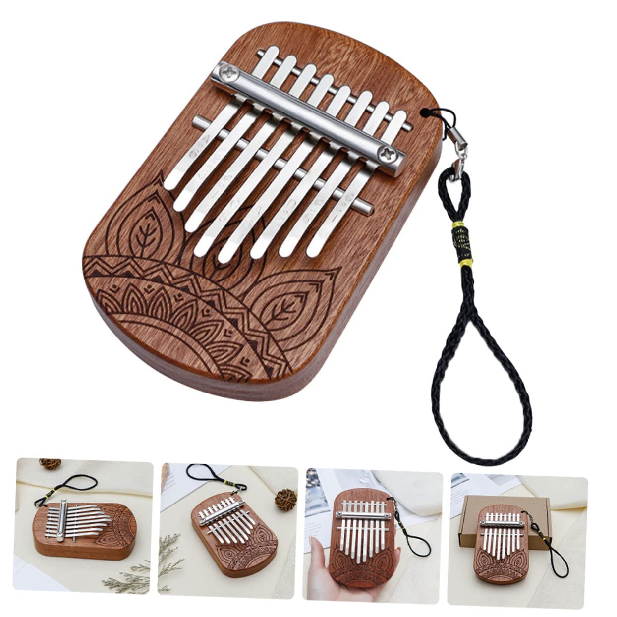 ibasenice 2stücke Kalimba Daumenklavier Aus Holz Tragbares Musikinstrument Für Anfänger Ergonomisches Design Leicht Und Einfach Zu Transportieren Für Musikliebhaber Und Gemeinsame
