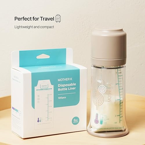 Miniatura 5 de MOTHER-K Forro desechable para biberón, esenciales de viaje para bebés, sin BPA y anticólicos (8 onzas, 100 unidades)
