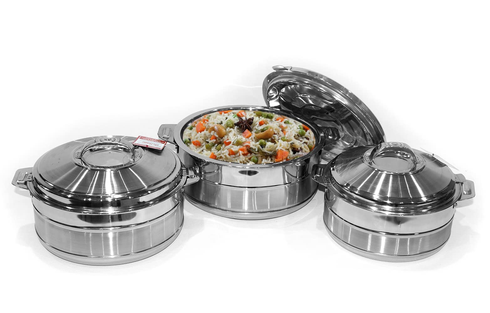 IN.HOUSE Hot Pot 3Pcs Set Casserole/HotPot,chapati Box/chapati Container/hot case in Stainless Steel 2500ml, 3500ml, 5000ml [SUPREM]