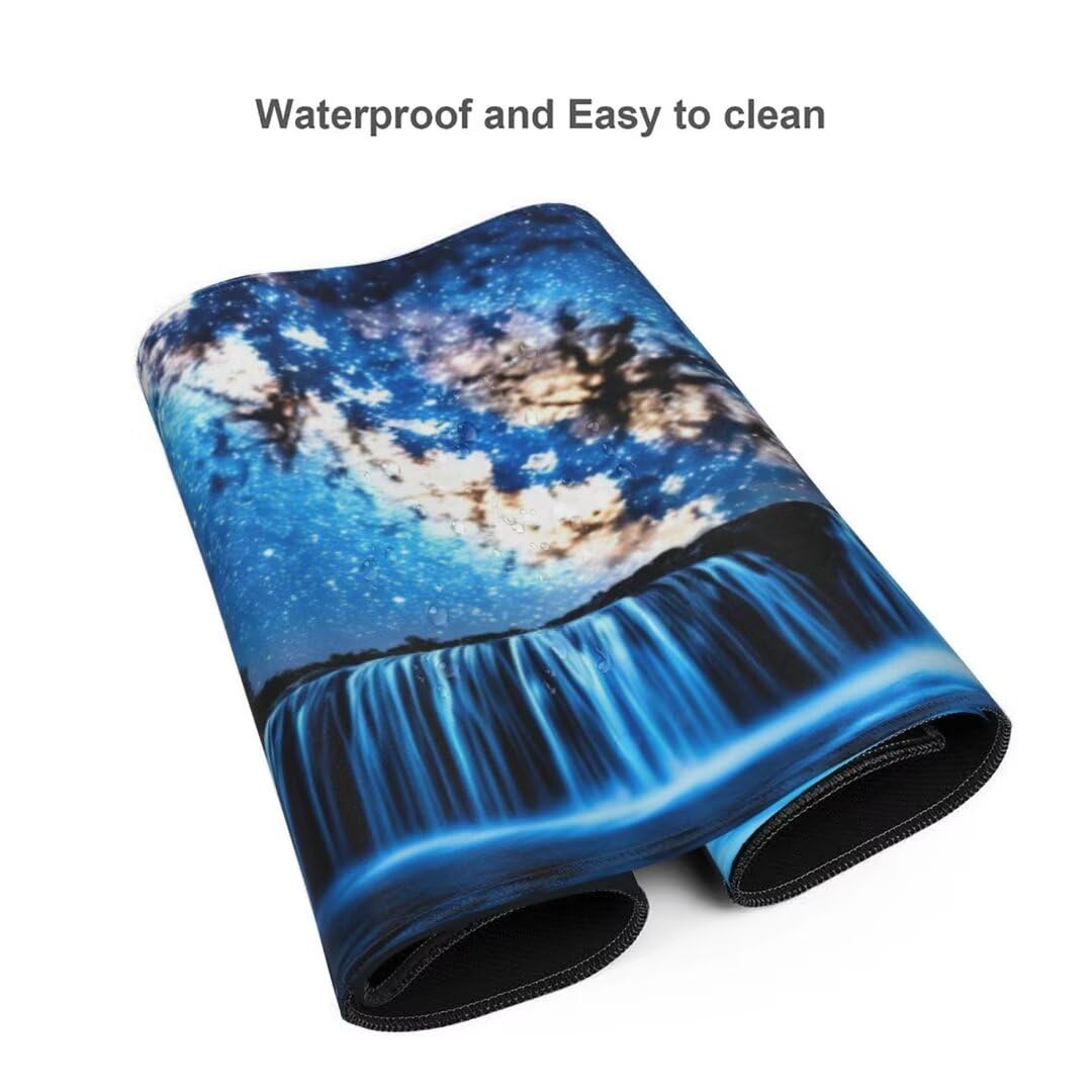 Alfombrilla de ratón 1400x600x3 MM, Alfombrilla Ratón XXL Extendida de Gran Tamaño con Bordes Cosidos, Base de Goma Antideslizante Almohadilla para Teclado, Cascada de Las Estrellas S-11765
