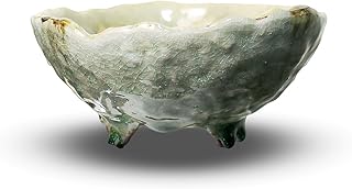 うめきち盆栽用品店 盆栽鉢 5号 岩肌丸 緑色 砂ビードロ 四日市萬古焼 陶器 山野草 雑木 松柏 小品 小さい 小型 約15センチ