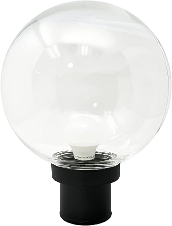 KASTLITE Lamp Post Globe Combo Lighting Fixture | 10" Clear Acrylic Lens with Black Fitter & Twist Lock Mounting | Fits 3" Diameter Posts Not Included | with with 5000K LED Bulb