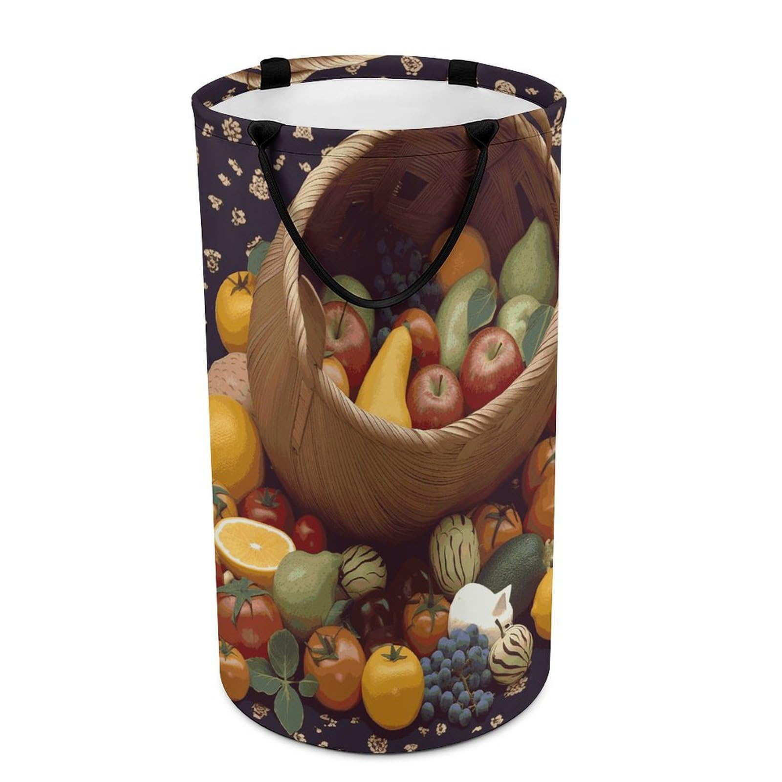 Fruits Basket Laundry Basket Freestanding Laundry Hamper with Handles Waterproof Dirty Clothes Hamper Collapsible Washing Bin Aesthetic Clothes Basket for Bathroom Bedroom Dorm