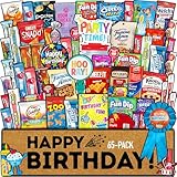 Birthday Care Package (65 Count) Snacks Cookies Chocolate Bar Chips Candy Party Variety Gift Box Pack Assortment Basket Bundle Mix Treat College Students Kids Teens