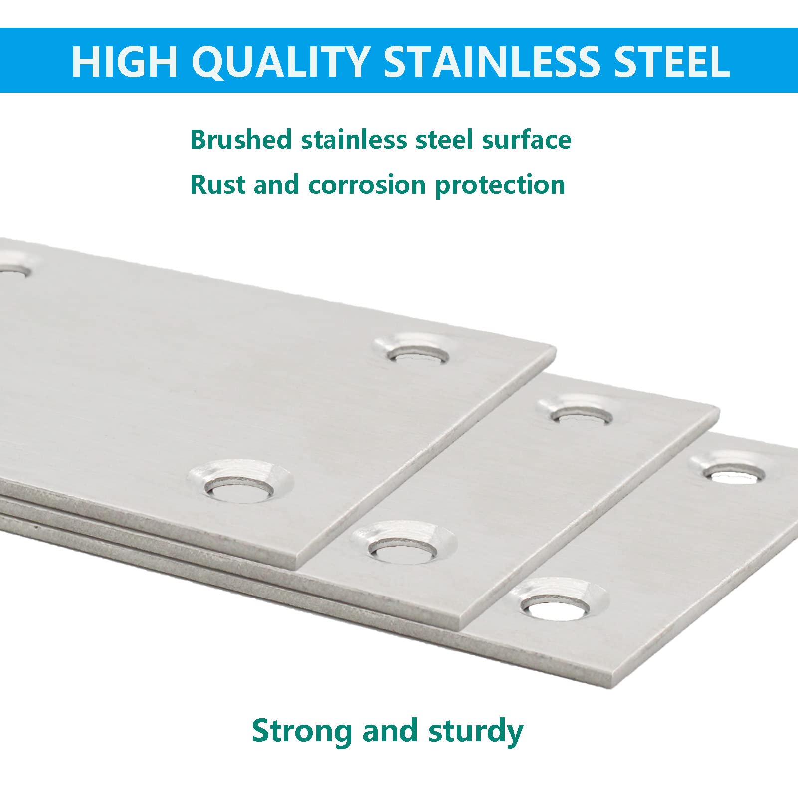 4 Pack Flat Mending Plate For Wood,Ulifestar Stainless Steel Straight