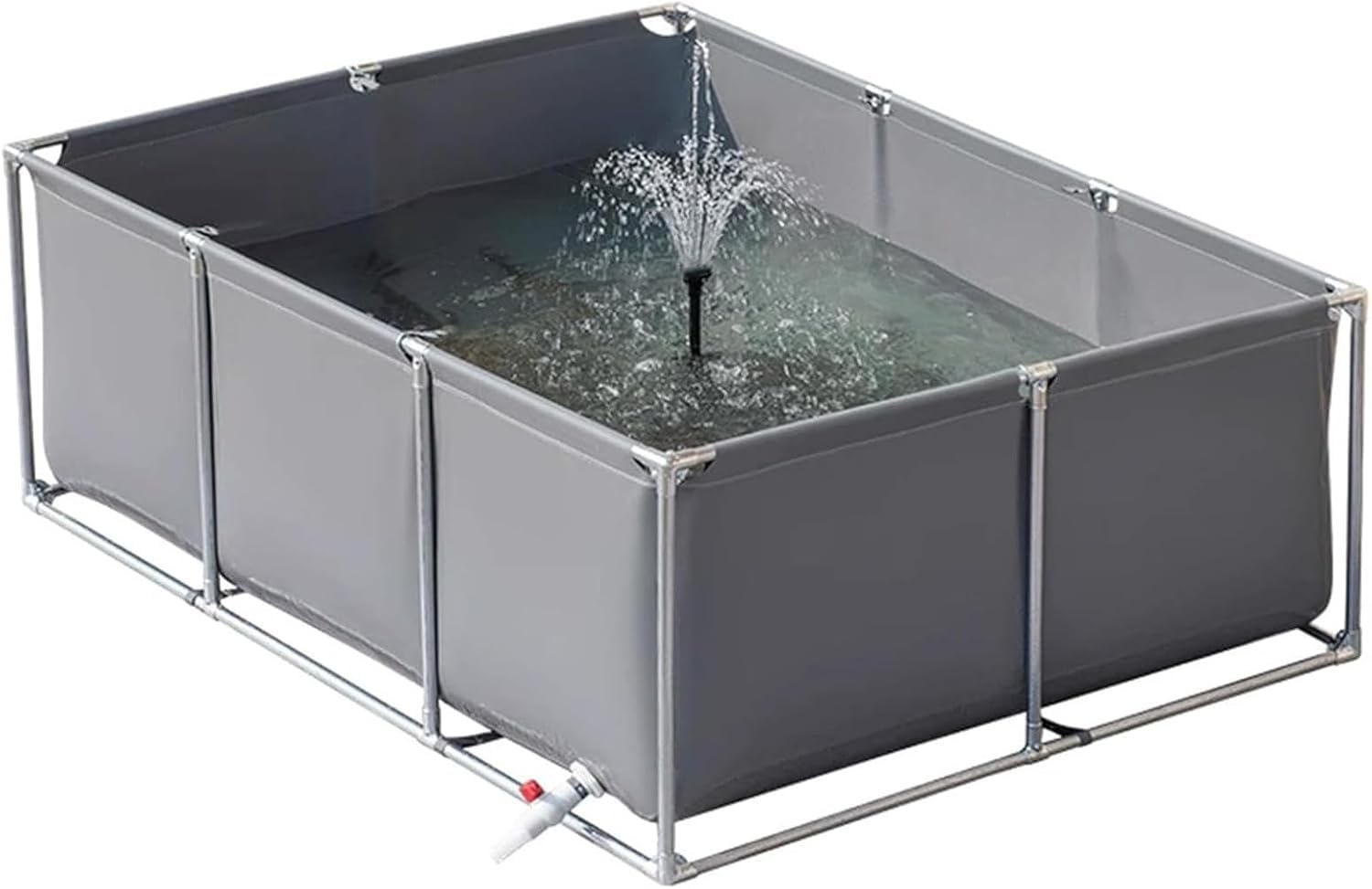 Estanque Grande for Peces al Aire Libre - Tanque de Lona sobre el Suelo con válvula de Drenaje, Gris - L100 x A100 x H50 cm