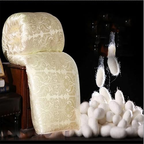 Miniatura 2 de Edredón acolchado con relleno de seda natural, tamaño King y Queen, manta gruesa de invierno, edredón de color sólido