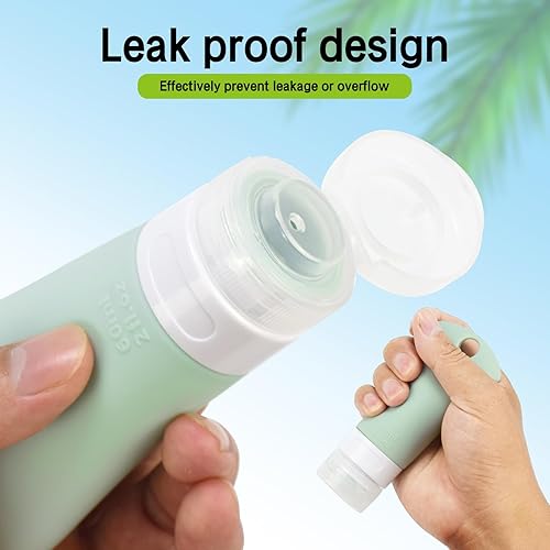 Miniatura 5 de Juego de botellas de viaje para dispensar artículos de aseo personal (con etiqueta), silicona a prueba de fugas (sin BPA), accesorios de viaje
