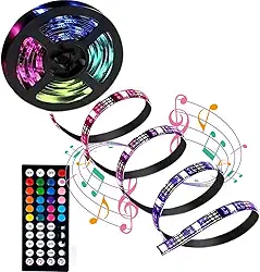 Fita de LED Sensor Ritmico | RGB com 300 LEDs | Resistente a Água | Permite Cortes | Autocolante | Flexível - (5 METROS)