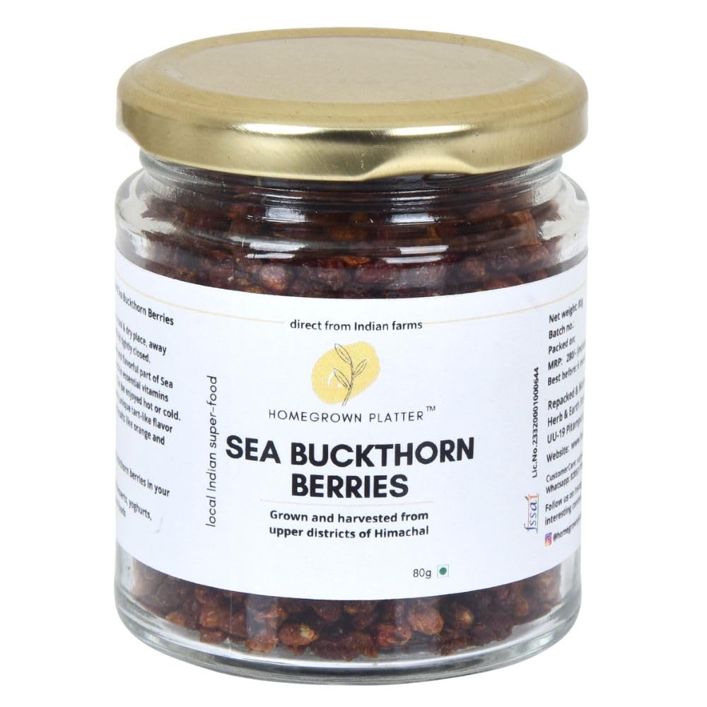 Homegrown Platter Dried Sea Buckthorn Berries - 80 Gram | Protein Rich | Nourishes Skin | Rich In Fatty Acids | Quality Source Of Vitamins And Phytonutrients (B0CVQGG667) Amazon Price History, Amazon Price Tracker