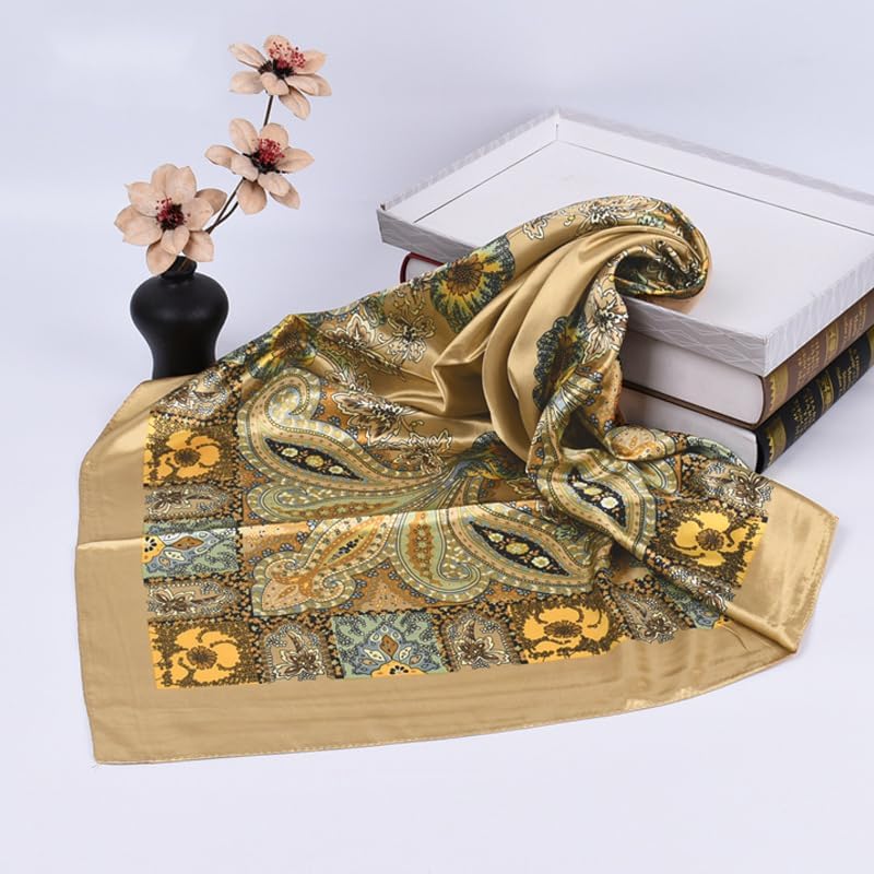 QBSM 4 Pcs 35'' Satin Head Scarf Silk Feeling Neck Scarves Hair Wrap for Sleeping Large Square Headscarf for Women - Image 3