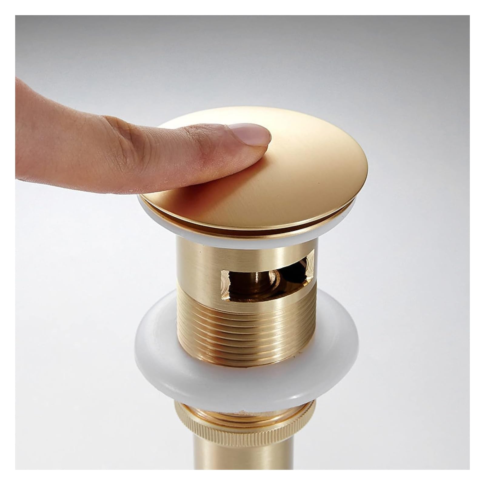 Korek do zlewu z odpływem typu pop-up i przelewem, odpływ odbijający z mosiądzu z otworem przelewowym lub bez(Brushed Gold a)