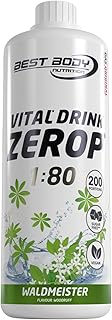 Best Body Nutrition ZEROP Vital Zuckerfreies Getränkekonzentrat Sirup Waldmeister Ohne Aspartam 1 L ergibt 80 L Getränk Fitness Drink mit Vitaminen B1 B6 Niacin Kalorienarm Wassersprudler