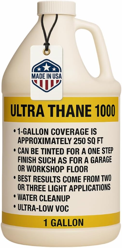 Ultra Thane 1000 Single Component Polyurethane Concrete Floor Sealer – UV & Stain-Resistant Aliphatic Urethane – Clear Protective Finish for Concrete, Overlays & Microtoppings 1 Gallon