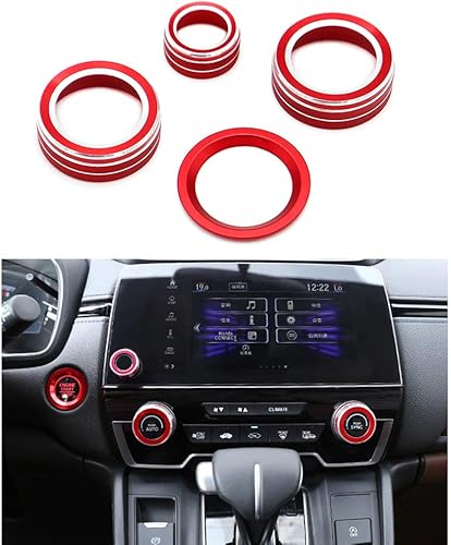 4 piezas de moldura interior de aluminio para consola compatible con Honda CRV CR-V 2017 2018 2019 2020 2021 AC aire acondicionado botón de inicio y