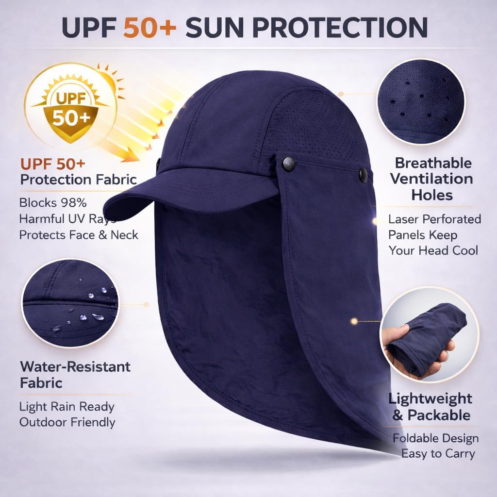Mens L/XL/XXL Sun Hat with Removable Neck Flap UPF 50+ Fishing Hat image 3