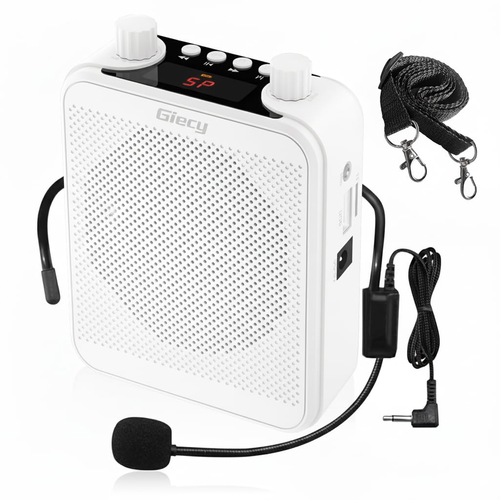 Amplificador de voz portátil de 30 W con auriculares de micrófono con cable, altavoz de sistema PA recargable de 2800 mAh, micrófono personal, amplificadores de potencia de voz, altavoz para