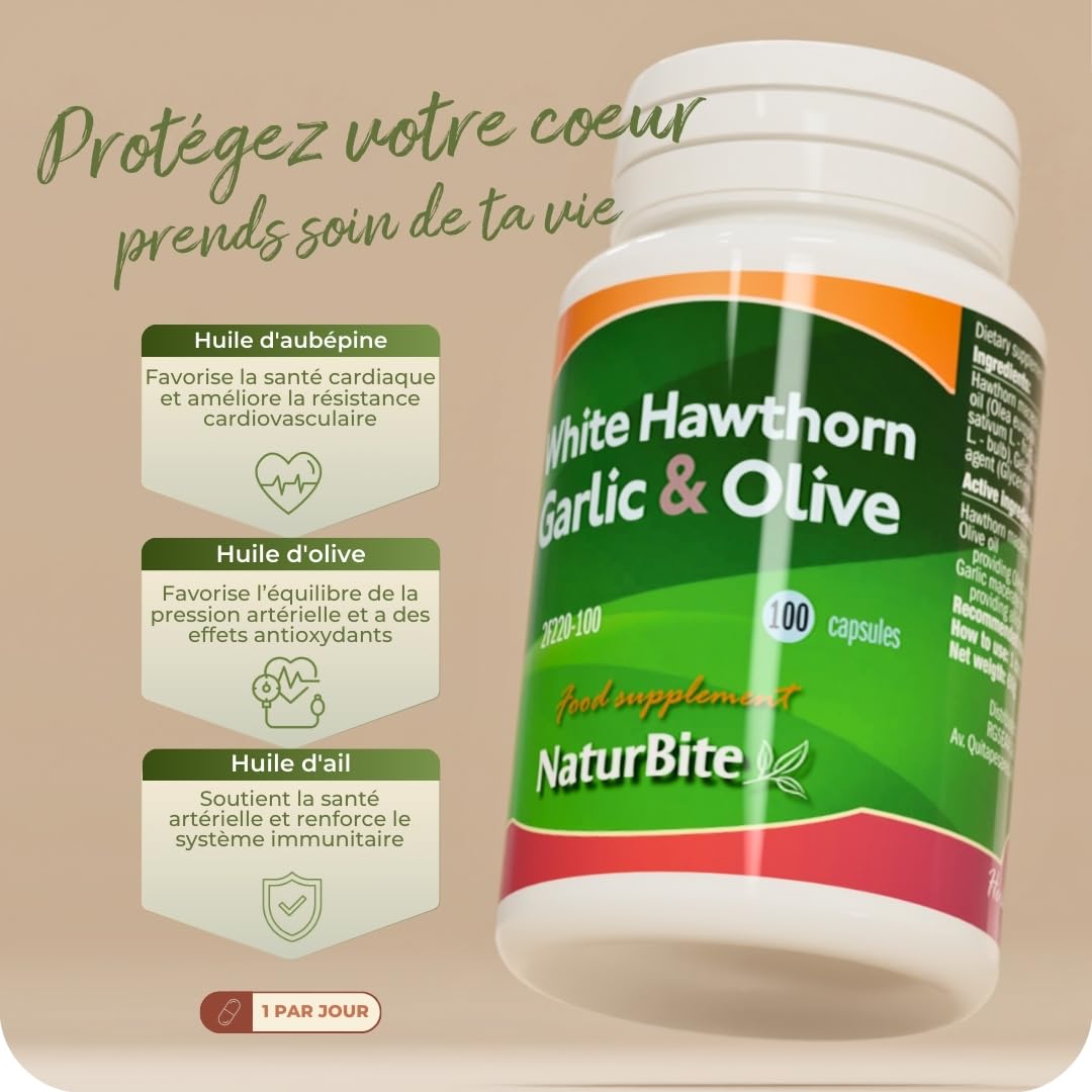 Eubépine, Ail & Olive, 500mg 250 perles. NaturBite