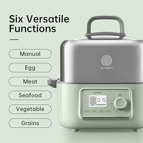 Miniatura 3 de BUYDEEM G67US - Vaporizador eléctrico de alimentos para cocinar, 1 neumático de acero inoxidable con modo manual, 1500 W, 7 cuartos de galón, color