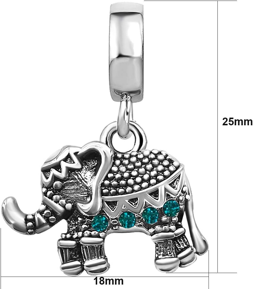 JMQJewelry Elephant Animal Birthday Birthstone Dangle Women Bead Charms for Bracelets Christmas Halloween Thanksgiving Day - Image 2