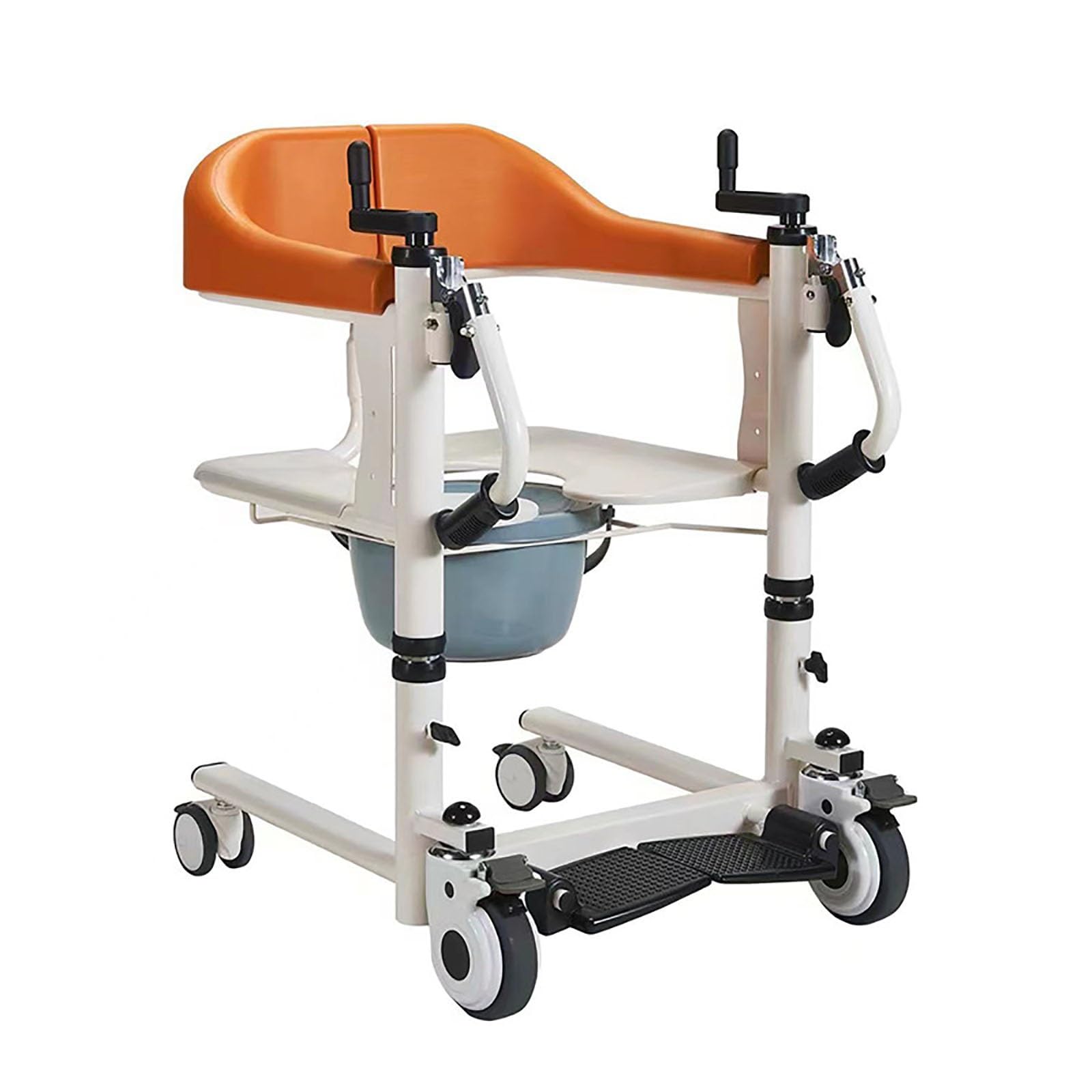 Transfer Lift Stuhl für Erwachsene & Ältere Menschen, Mobilitätshilfe mit Töpfchen, Badezimmer Dusche Rollstuhl, 180° geteilter Sitz Toilettenstuhl für Behinderte und Frakturpatienten