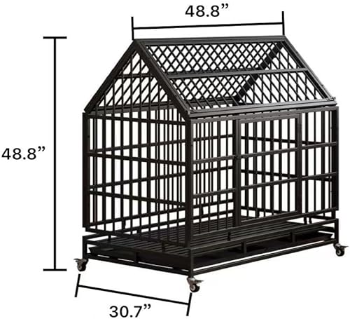Miniatura 2 de 48 in Heavy Duty Indestructible Dog Crate with Wheels, Folding Metal Big Dog Cage for Large and Medium Dogs, Cage with Removable Wire Trays