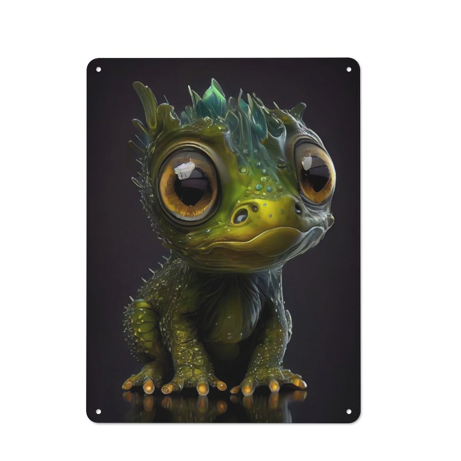 Junmoney Cute Baby Dragon For Hobby Room Or Studio, Rustic Metal Sign 40X30cm, For Creative Interior Collectors Refreshing A Room In Autumn