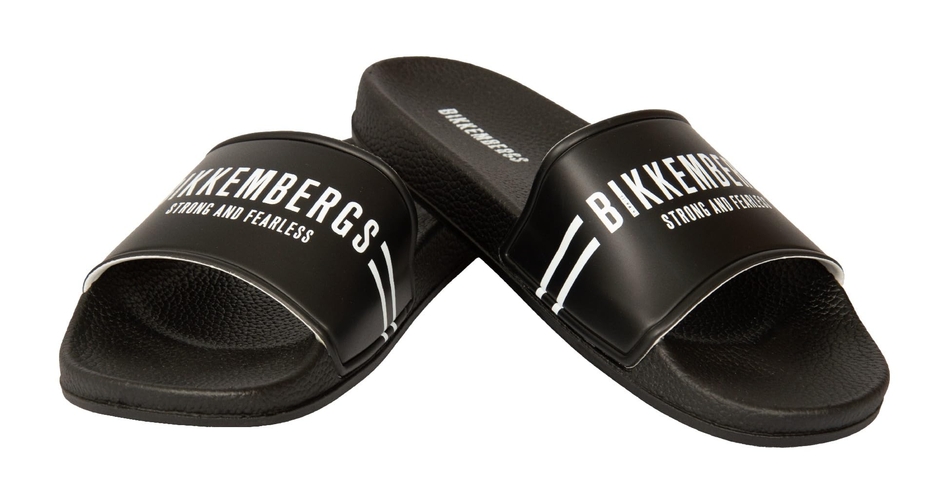 Pantuflas BIKKEMBERGS para playa o piscina para hombre con logo, artículo BKK3MSR02, serie de rayas verticales