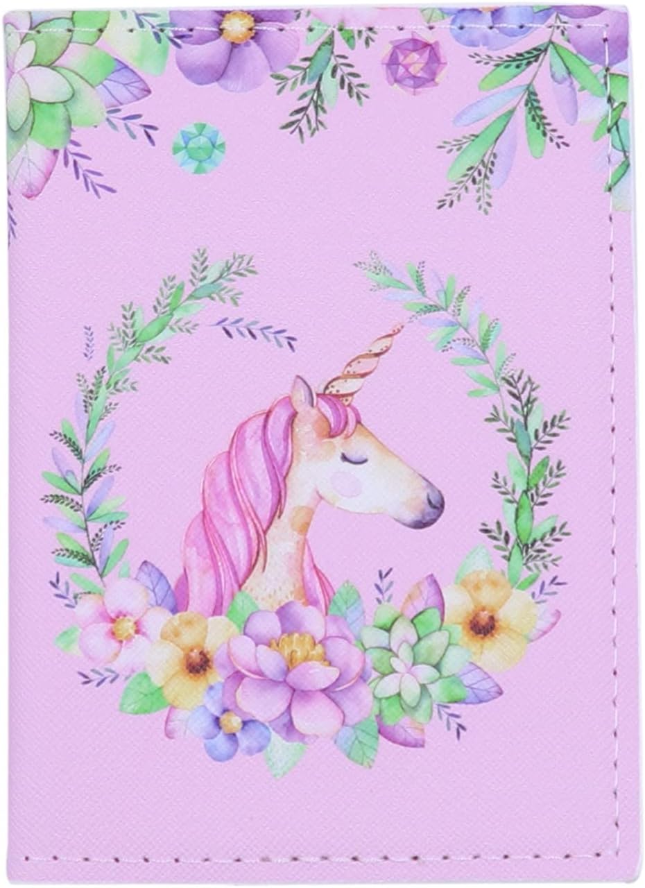 JUMISEE Cute Unicorn Passport Cover PU Leather Passport Holder Slim Travel Wallet Card Case for Women Girls Kids