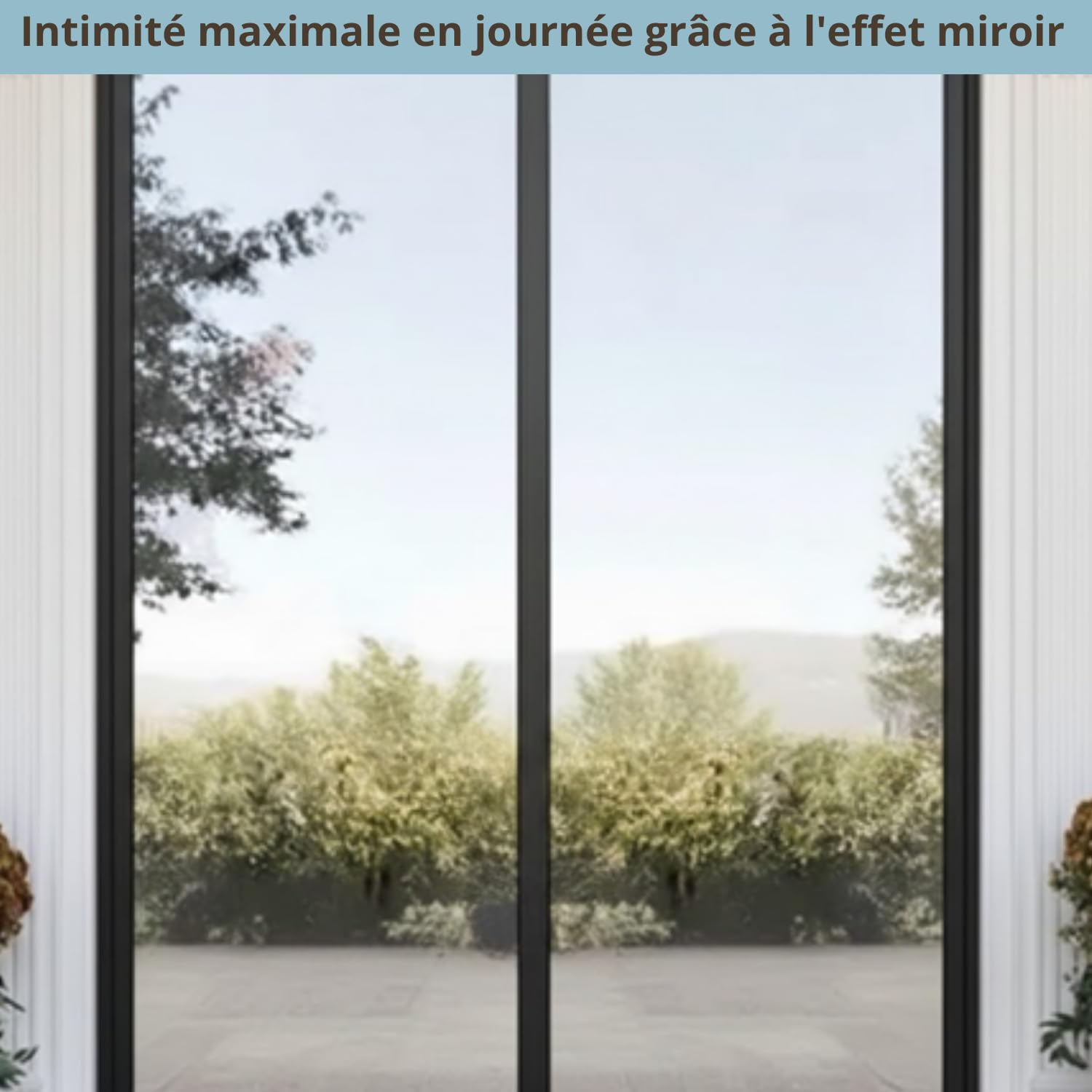 Film miroir pour vitres de confidentialité jour – (120 x 400 cm), anti-UV et contrôle de la chaleur, film occultant réfléchissant auto-adhésif professionnel fenêtres maison bureau, tenue forte sans