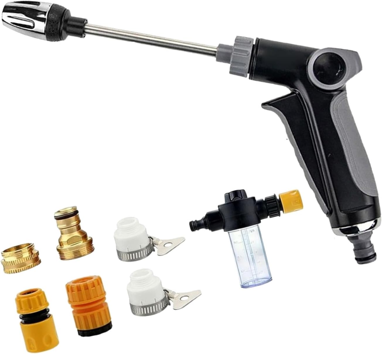 Garden Hose Pressure Washer with Quick Connection Adapters for Deeping Surfaces Easy Installation Car Wash Hose Nozzle