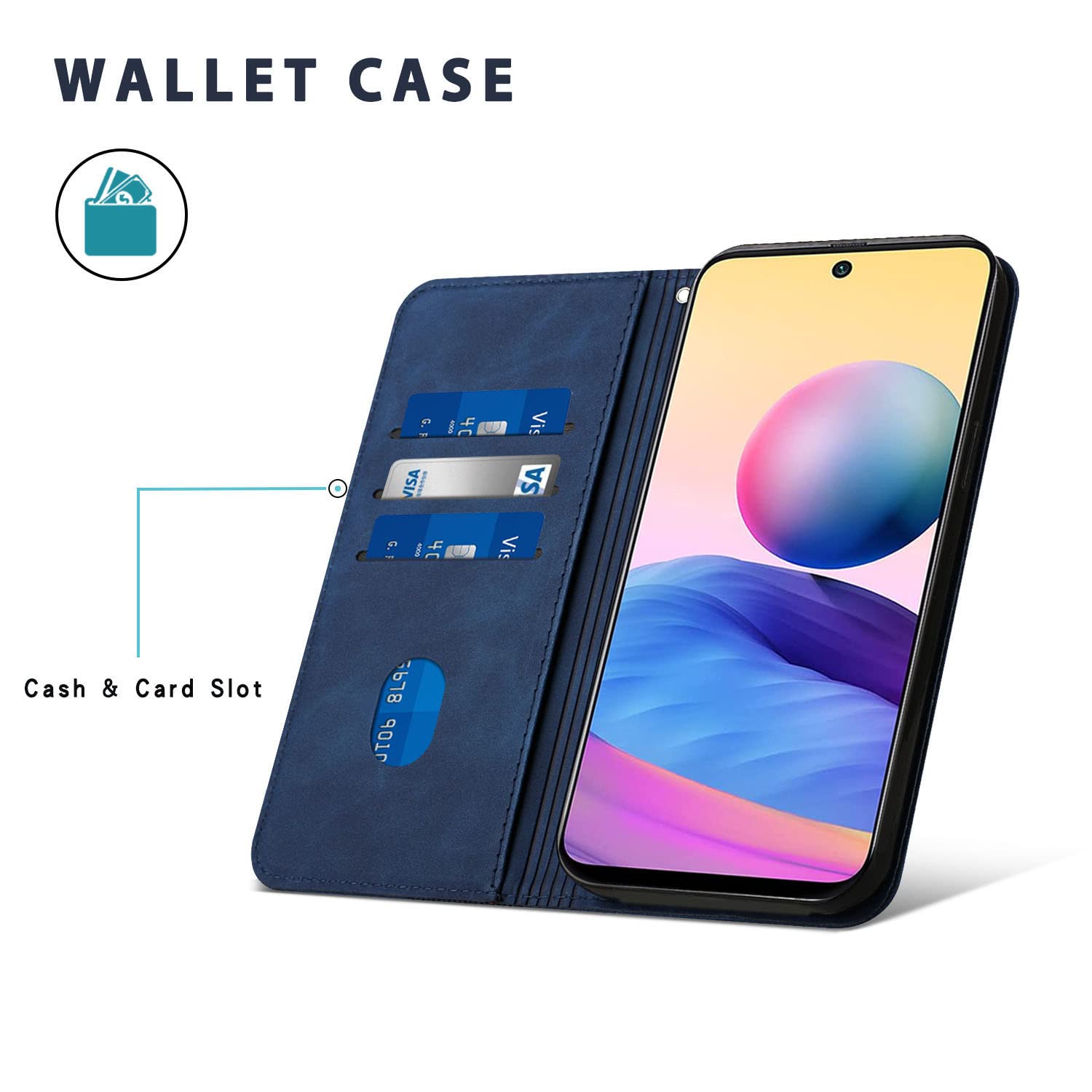 ZONNAVI Cover per Xiaomi Redmi Note 10 5G / Redmi Note 10T, Flip Custodia Pelle PU con [Slot Cart], Cover a Libro Portafoglio per Xiaomi Redmi Note 10 5G / Poco M3