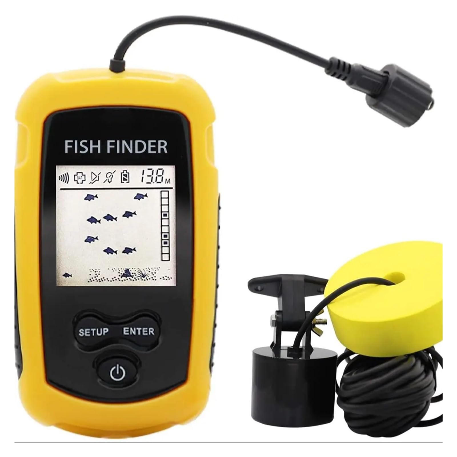 Sonda portátil for Pesca, Cobertura del Sonar, ecosonda, Alarma, transductor, Pesca en el Lago y el mar.
