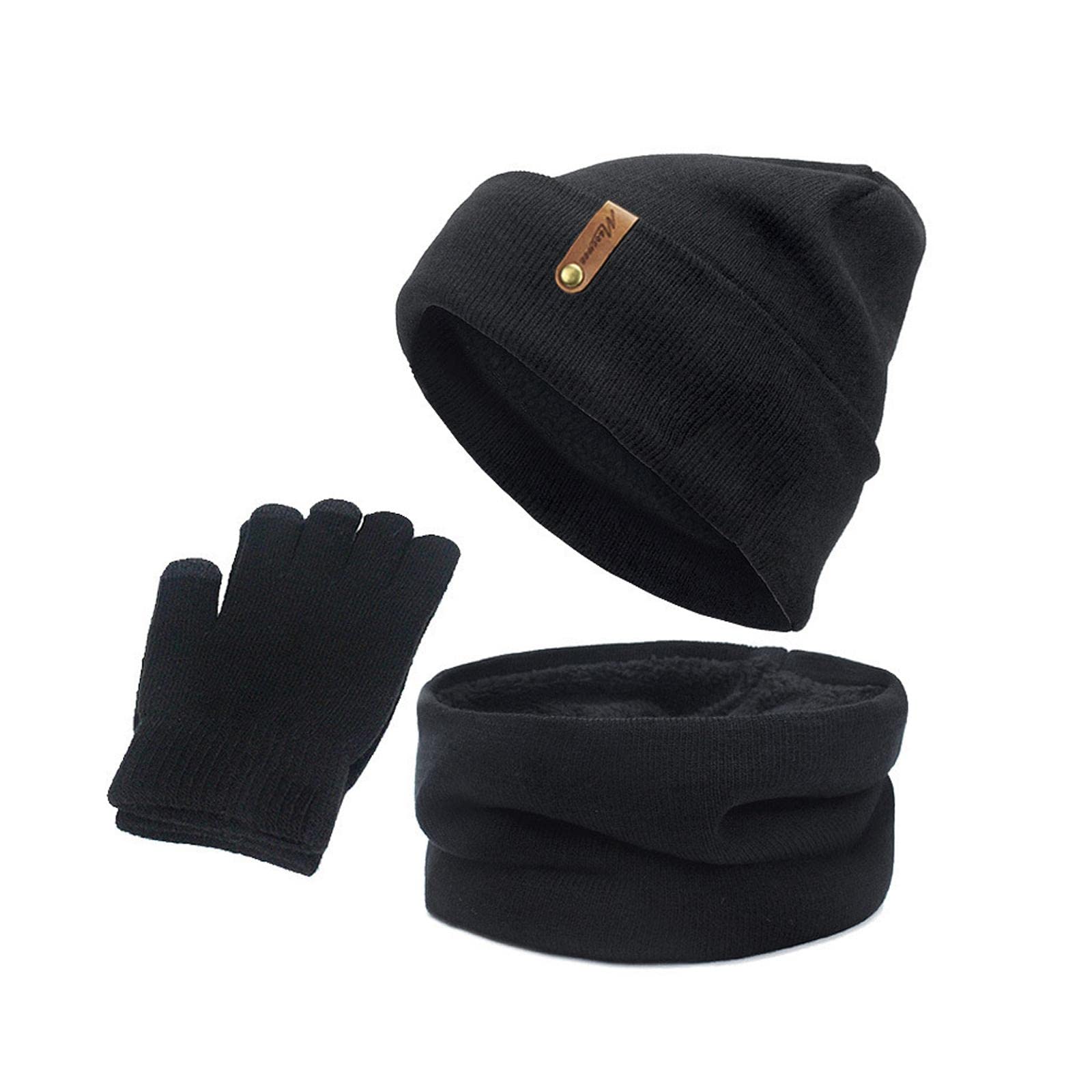 2xWomen Winter Beanie Hat Scarf Hat Knitted Gloves Fleece Lining Black | Clothing, Shoes & Accessories | Mens Accessories | Hats-image-41