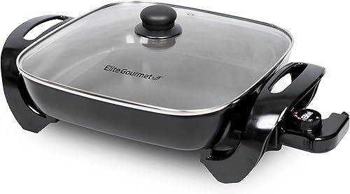 Miniatura 9 de Elite Gourmet EG3033 - Sartén eléctrica saludable de cerámica saludable de 12 x 12 x 2.35 pulgadas con revestimiento de titanio, resistente a los