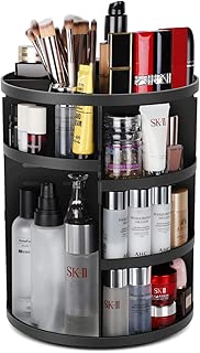 Syntus 360 Rotating Makeup Organizer, DIY Adjustable Bathroom Makeup Carousel Spinning Holder Rack, Large Capacity Cosmetics Storage Box Vanity Shelf Countertop, Fits Makeup Brushes, Lipsticks - coolthings.us