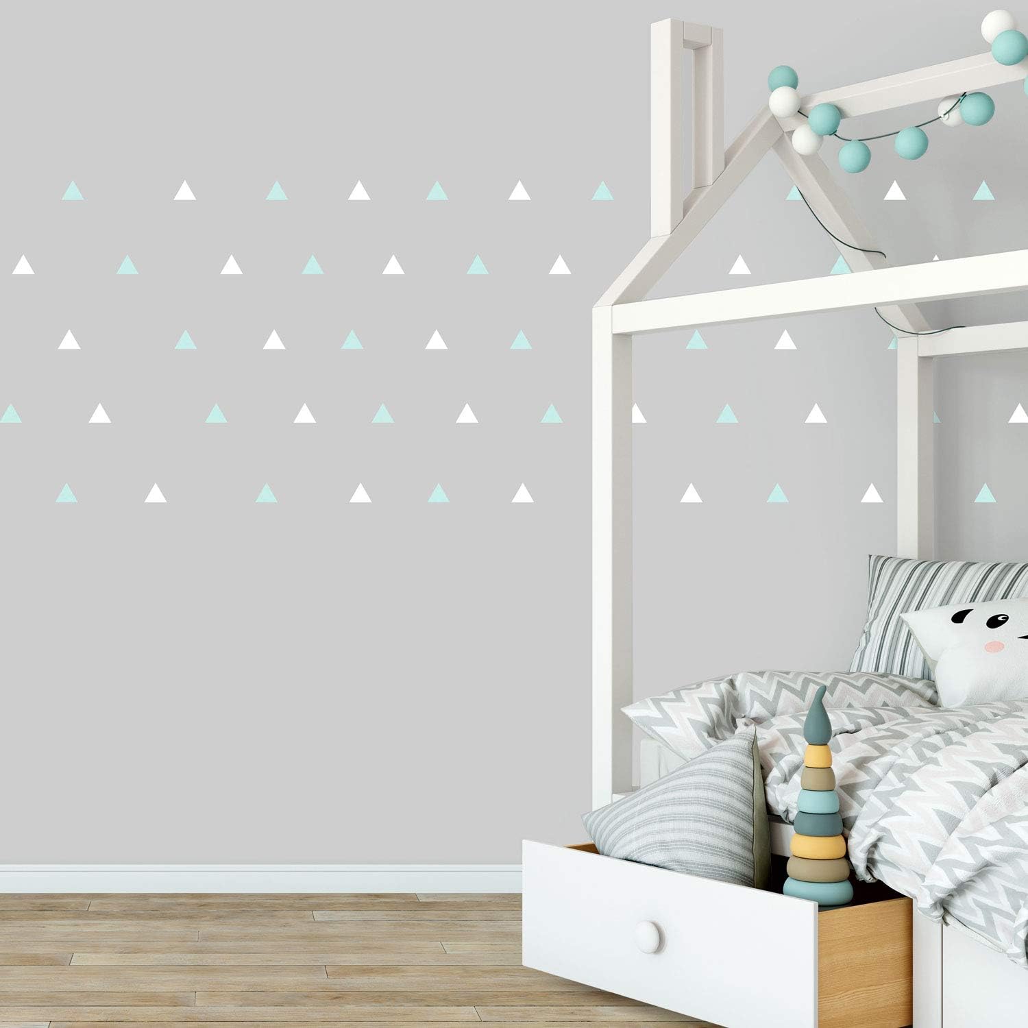 Triangle wall stickers, White and Aqua