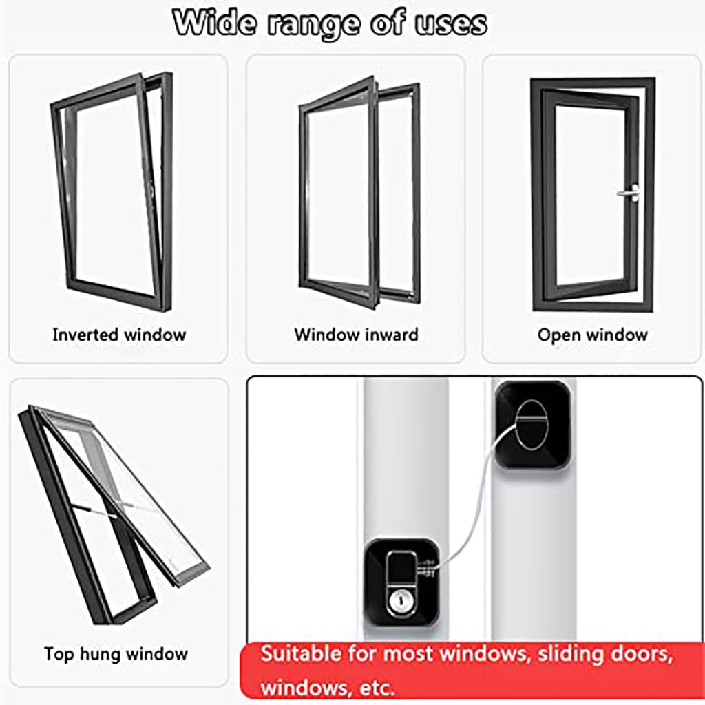 Kabelsperre für Fenster & Türen - 4 Stück, kindersichere Fensterschlösser mit Schlüssel & Passwort, Home Security Fensterbegrenzer für Babysicherheit