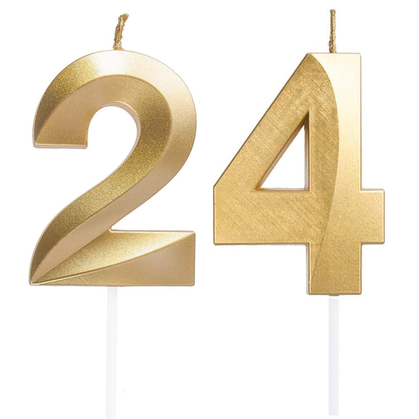 Qikaara Gold 24/42Nd Birthday Candles, Number 24/42 Candle, Happy Birthday Candle, 3D Digital Candles For Birthday Cake, Glitter Cake Topper Decorations For Birthday Wedding Anniversary Celebration Party