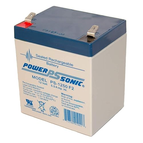 Miniatura 2 de Power-Sonic PS-1250F2-12 voltios/5 amperios hora sellada batería de plomo ácido con conector rápido 0.250, un color