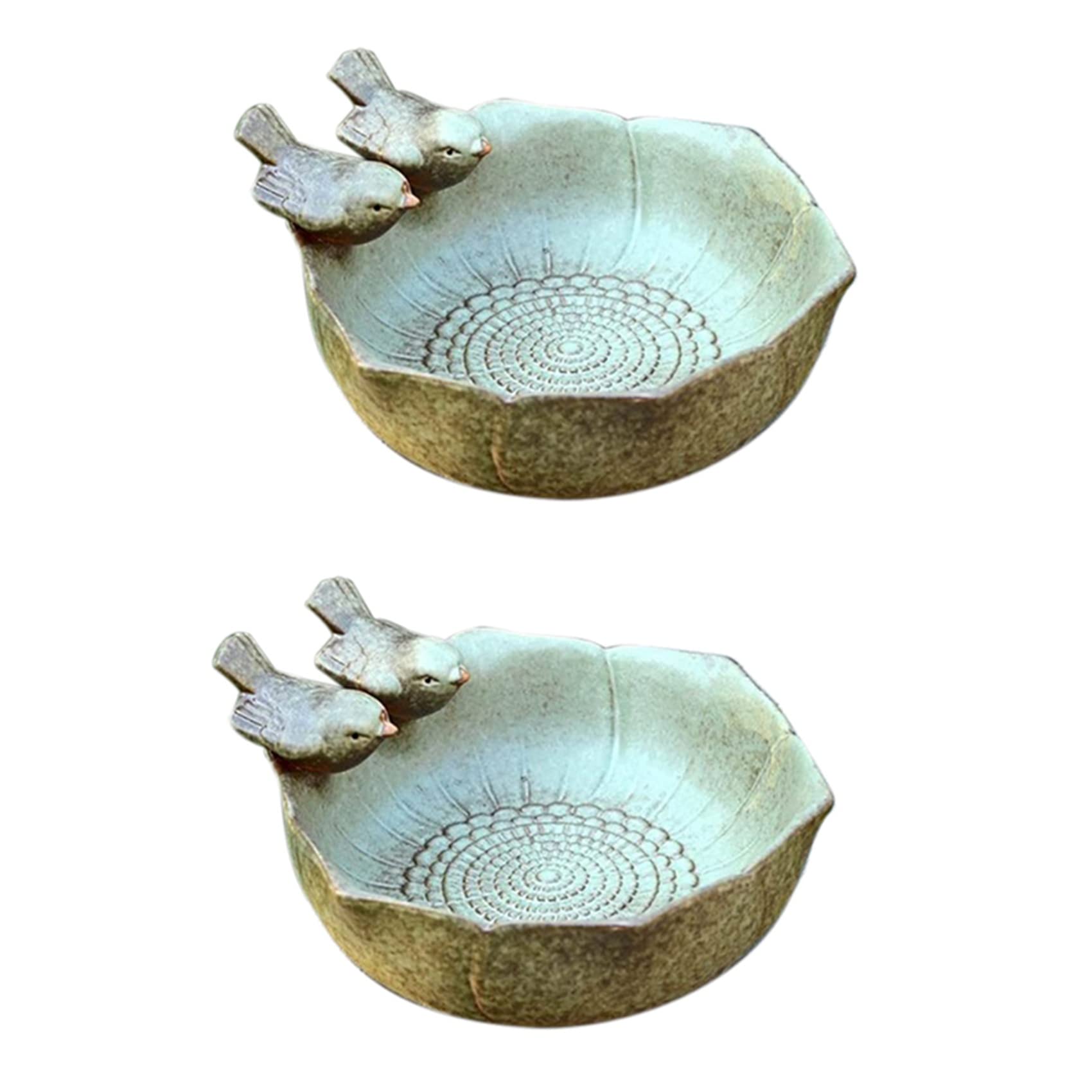 2X Ceramiczne Wanny Porodowe WystróJ Ogrodu Karmnik Porodowy Ceramiczne Akwarium Karmnik dla PtakóW w Stylu Retro